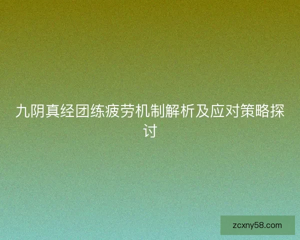 九阴真经团练疲劳机制解析及应对策略探讨