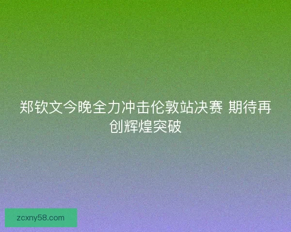 郑钦文今晚全力冲击伦敦站决赛 期待再创辉煌突破 郑钦文今晚全力冲击伦敦站决赛 期待再创辉煌突破