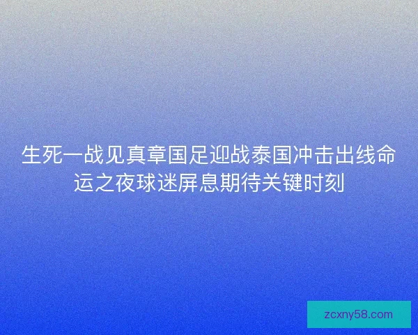 生死一战见真章国足迎战泰国冲击出线命运之夜球迷屏息期待关键时刻 生死一战见真章国足迎战泰国冲击出线命运之夜球迷屏息期待关键时刻